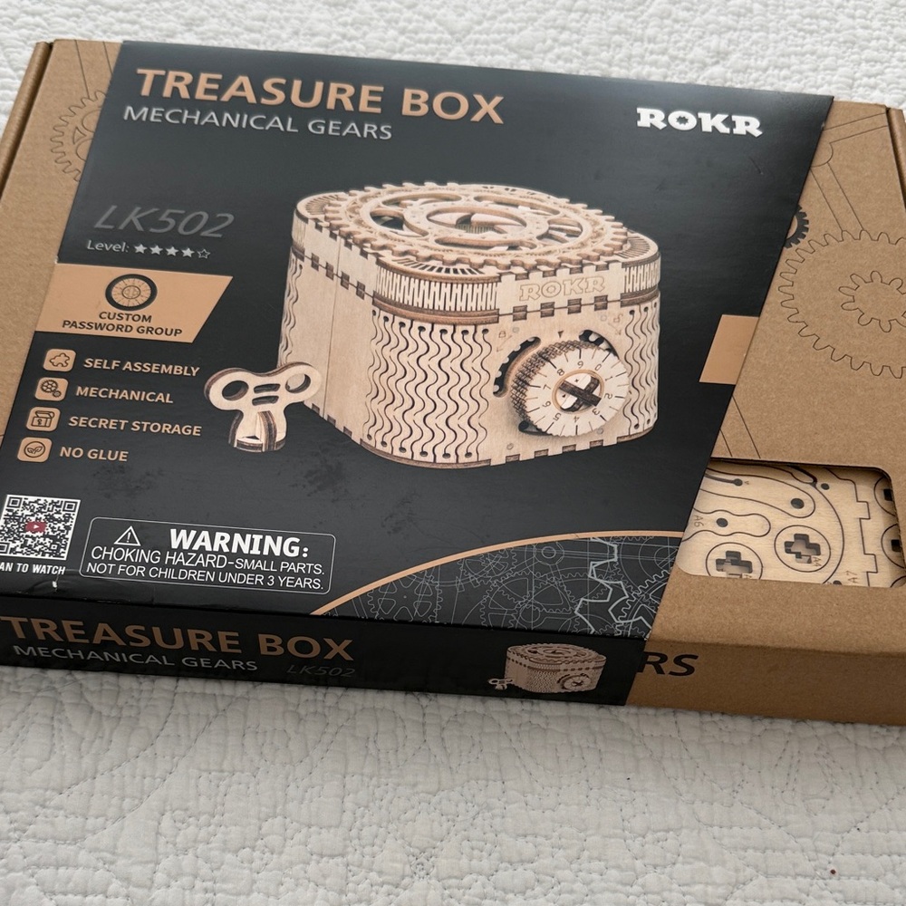 ROKR Treasure Box Mechanical Gears Puzzle - Natural Wood